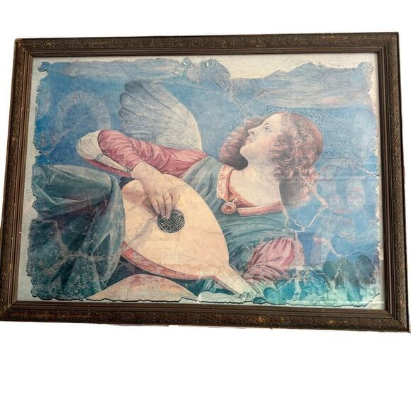 Musical Angel Framed Wall Art Painting 38 x 28"